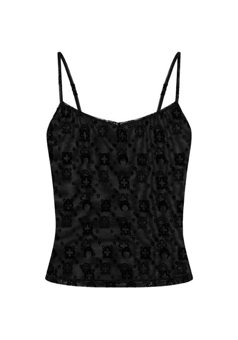 moonogram mesh flock straps top woman black MARINE SERRE | WTO514ACJER0005BK99